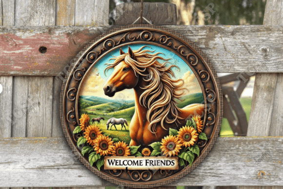 Download Horse Welcome Friends Door Sign - Sign Collection