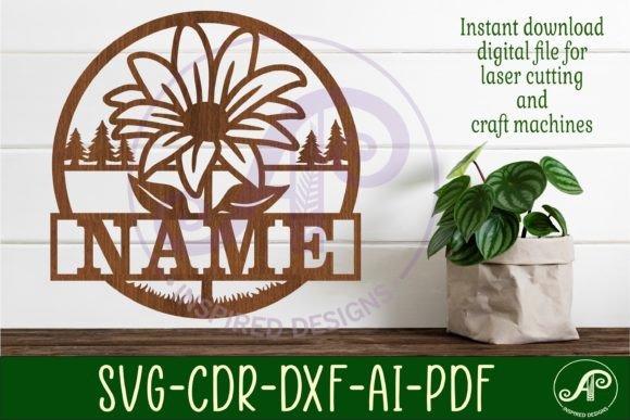 Download Flower Name Sign Svg Laser Cut Template - Sign Collection