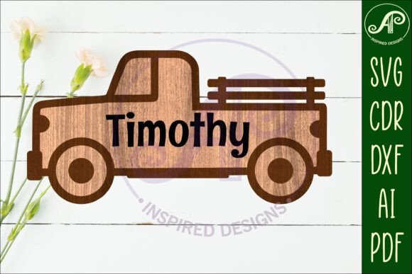 Download Farm Truck Outline Two Layer Name Sign - Sign Collection
