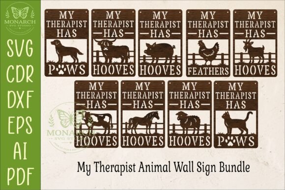 Download My Therapist Animal Wall Sign Bundle SVG - Sign Collection