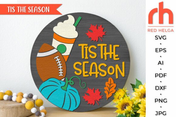 Download Tis the Season SVG, Fall Door Sign DXF - Sign Collection
