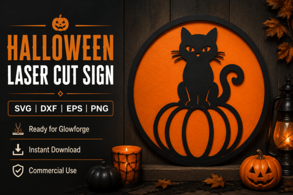 Download Halloween Cat Laser Cut Sign SVG - Sign Collection
