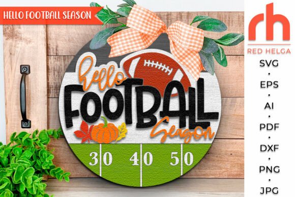 Download Hello Football Season, Fall Door Sign - Sign Collection