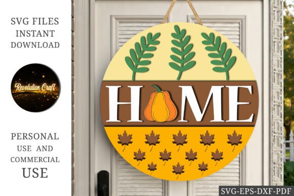 Download Home Pumpkin Round Door Sign SVG - Sign Collection
