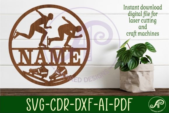Download Speed Skater Male Name Sign, SVG, Sports - Sign Collection