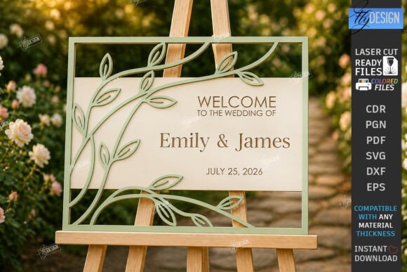 Download Wedding Welcome Sign Laser Cut | Floral - Sign Collection