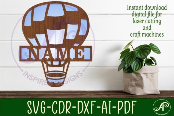 Download Hot Air Balloon Two Layer Name Sign Svg - Sign Collection
