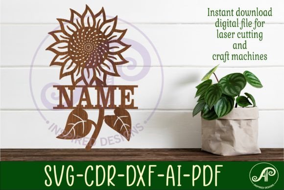 Download Sunflower Name Sign SVG Laser Cut - Sign Collection