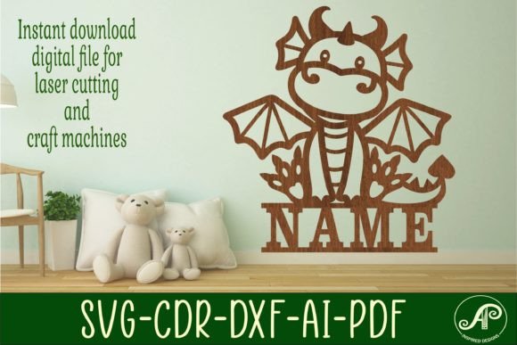 Download Cute Dragon Name Sign Svg Laser Cut Art - Sign Collection