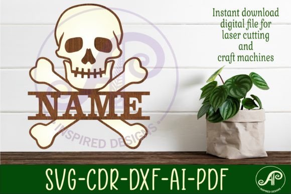 Download Skull and Bones Two Layer Name Sign Svg - Sign Collection