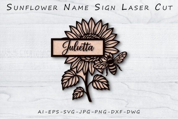 Download Sunflower Name Sign Laser Cut SVG - Sign Collection