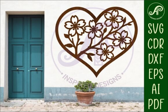 Download Cherry Blossom Heart Wall Sign, SVG File - Sign Collection