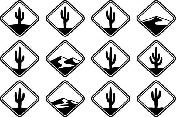 Download Desert Cactus Road Sign SVG Graphics - Sign Collection