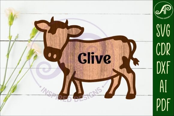 Download Cow Outline Two Layer Name Sign - Sign Collection