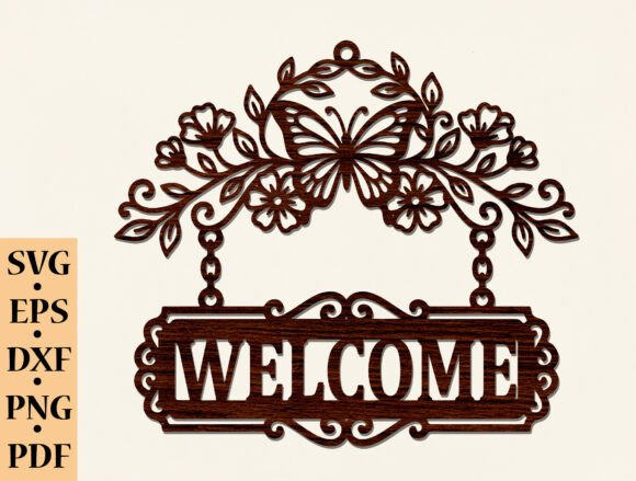 Download Butterfly Welcome Sign SVG - Sign Collection