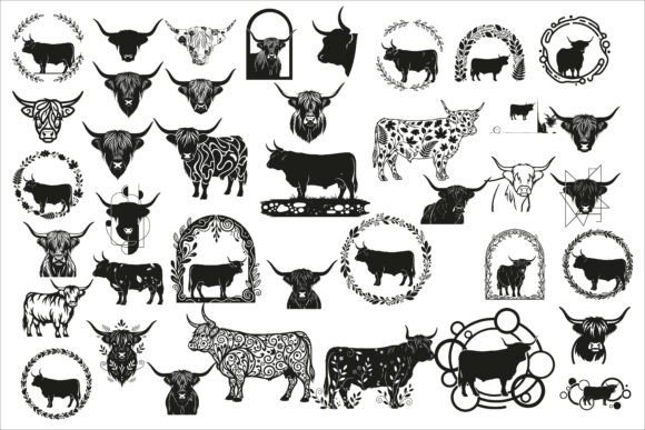 Download Rustic Highland Cow Wall Art Design - Sign Collection