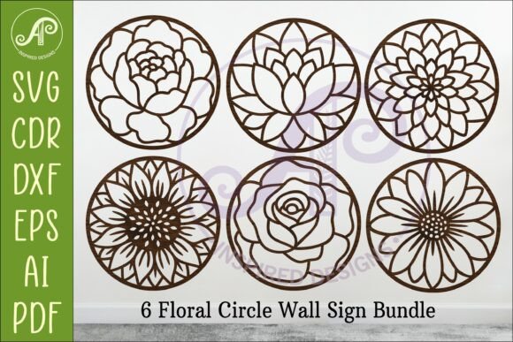 Download 6 Floral Circle Wall Sign SVG Bundle - Sign Collection