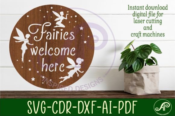 Download Fairies Welcome Here Wall Sign, SVG File - Sign Collection