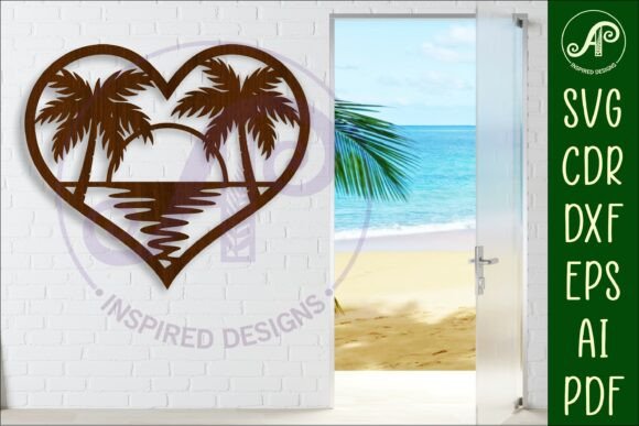 Download Sunset Beach Heart Wall Sign, SVG File. - Sign Collection