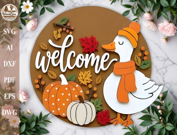 Download Autumn Goose Door Sign Cut File SVG - Sign Collection