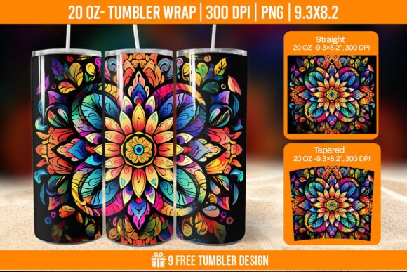 Download 3D Mandala Tumbler Wrap Designs - Sign Collection