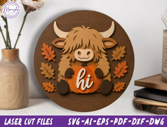 Download Highland Cow Pumpkin Door Sign SVG - Sign Collection