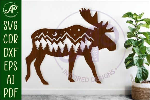 Download Moose Forest Scene Wall Art Sign, SVG - Sign Collection