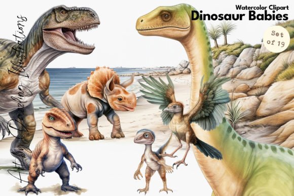 Download Roar: Watercolor Baby Dinosaurs - Dinosaurs Collection