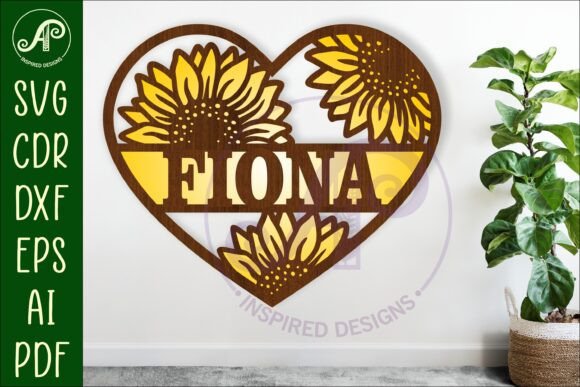 Download Flower Heart Shape Name Sign Svg Laser - Sign Collection