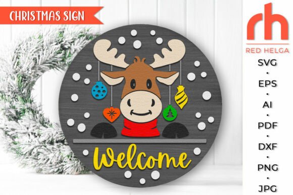 Download Xmas Deer Door Sign, Christmas Hanger - Sign Collection
