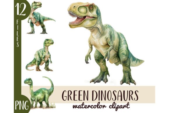 Download Watercolor Green Dinosaurs Clipart PNG - Dinosaurs Collection