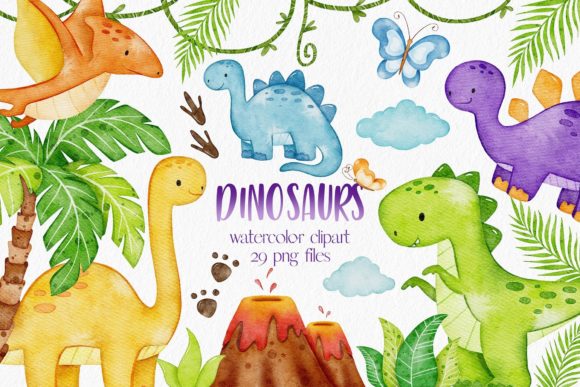 Download Dinosaurs Watercolor Clipart - Dinosaurs Collection