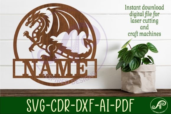 Download Dragon Name Sign Design Svg Laser Cut Te - Sign Collection