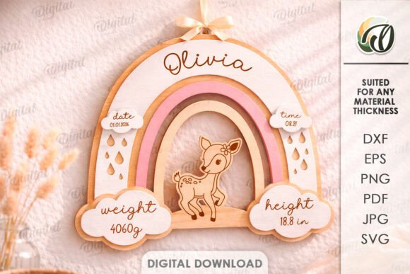 Download Baby Name Sign with Birth Stats Lasercut - Sign Collection
