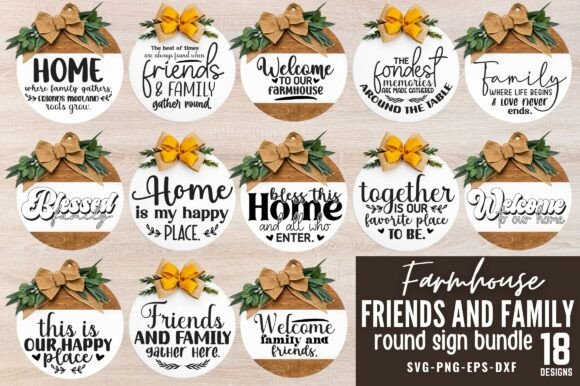Download Friends &amp; Family Round Sign SVG Bundle - Sign Collection