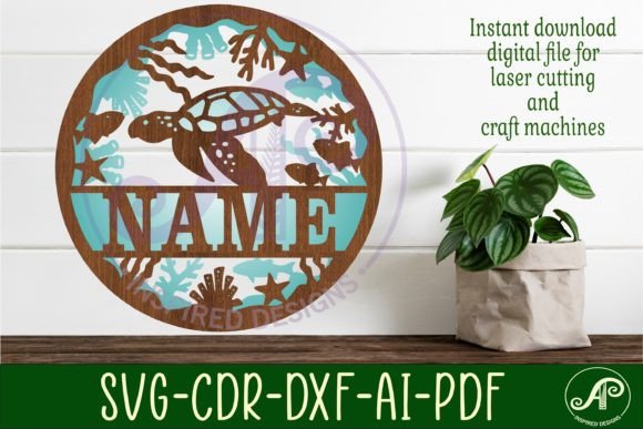 Download Turtle Two Layer Name Sign Svg Laser Cut - Sign Collection