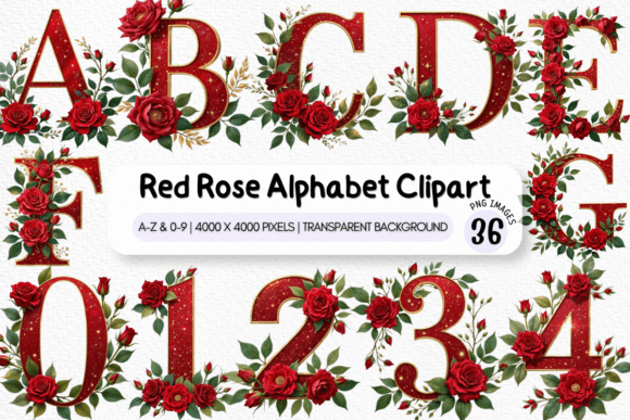 Download Floral Rose Alphabet Letters Clipart PNG - Letters Collection
