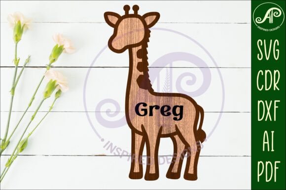 Download Giraffe Outline Two Layer Name Sign - Sign Collection