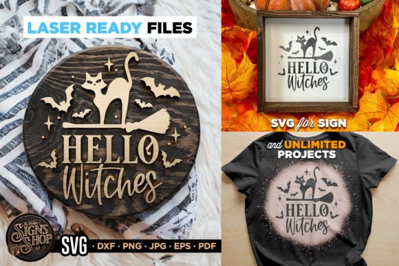 Download Hello Witches Cat | Halloween SVG Sign - Sign Collection