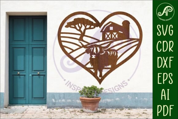 Download Highland Cow Farm Heart Wall Sign, SVG - Sign Collection