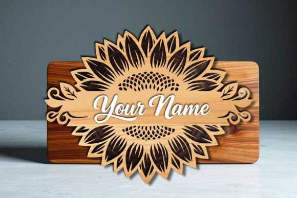 Download Laser Cut Sunflower Name Sign SVG - Sign Collection