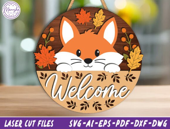Download Fox Welcome Fall Door Sign SVG - Sign Collection