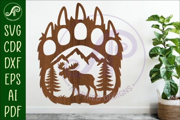 Download Bear Paw Print with Moose Wall Sign - Sign Collection