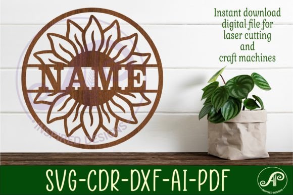 Download Large Sunflower Name Sign Svg Laser Cut - Sign Collection