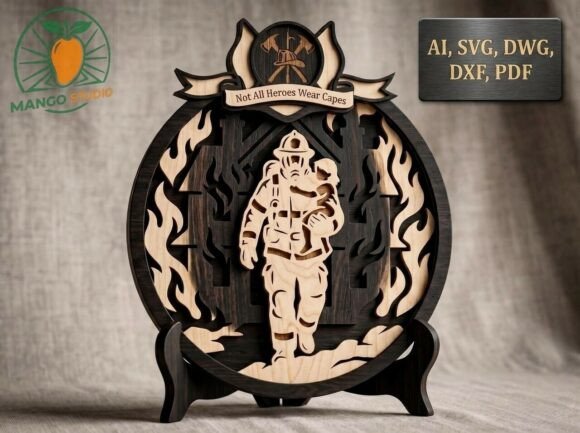 Download Firefighter Hero 3D 3mm Laser Cut Sign - Sign Collection