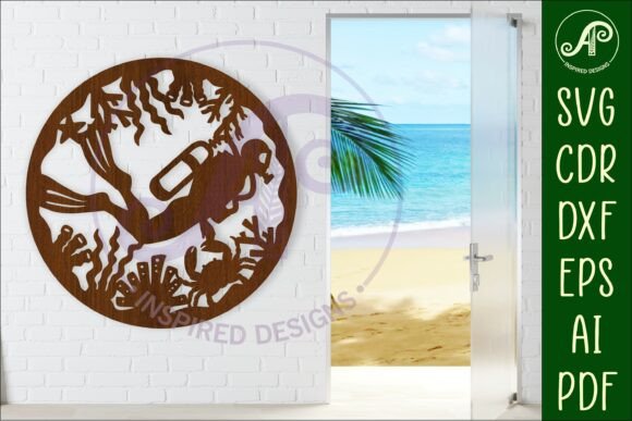 Download Scuba Diver Circle Wall Sign, SVG File. - Sign Collection