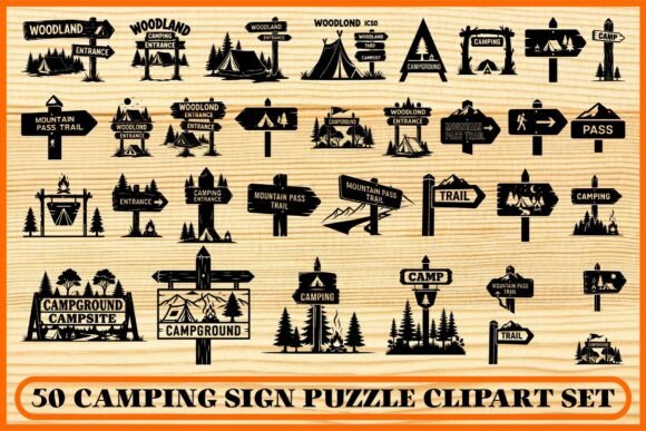 Download Camping Sign Clipart Set - Sign Collection
