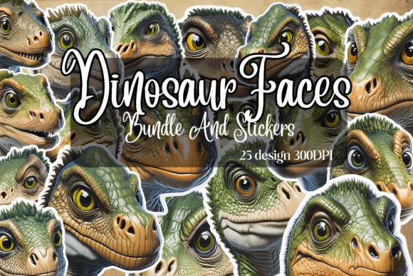 Download Dinosaurs Faces Big Bundle &amp; Stickers - Dinosaurs Collection