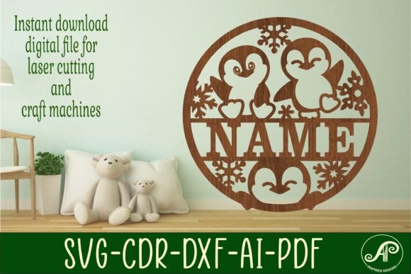 Download Penguins Name Sign Svg Laser Cut Art - Sign Collection