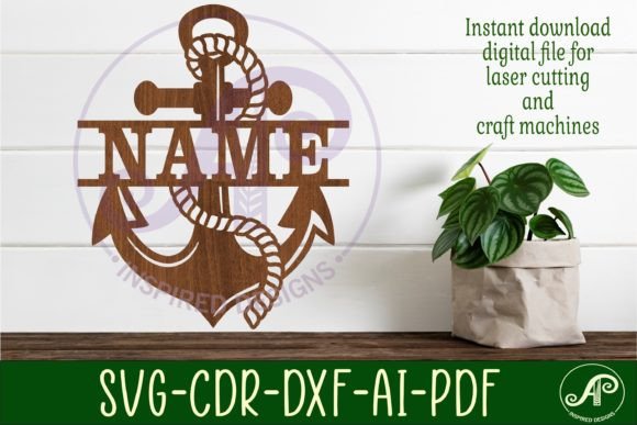 Download Anchor Two Layer Name Sign Svg Laser Cut - Sign Collection